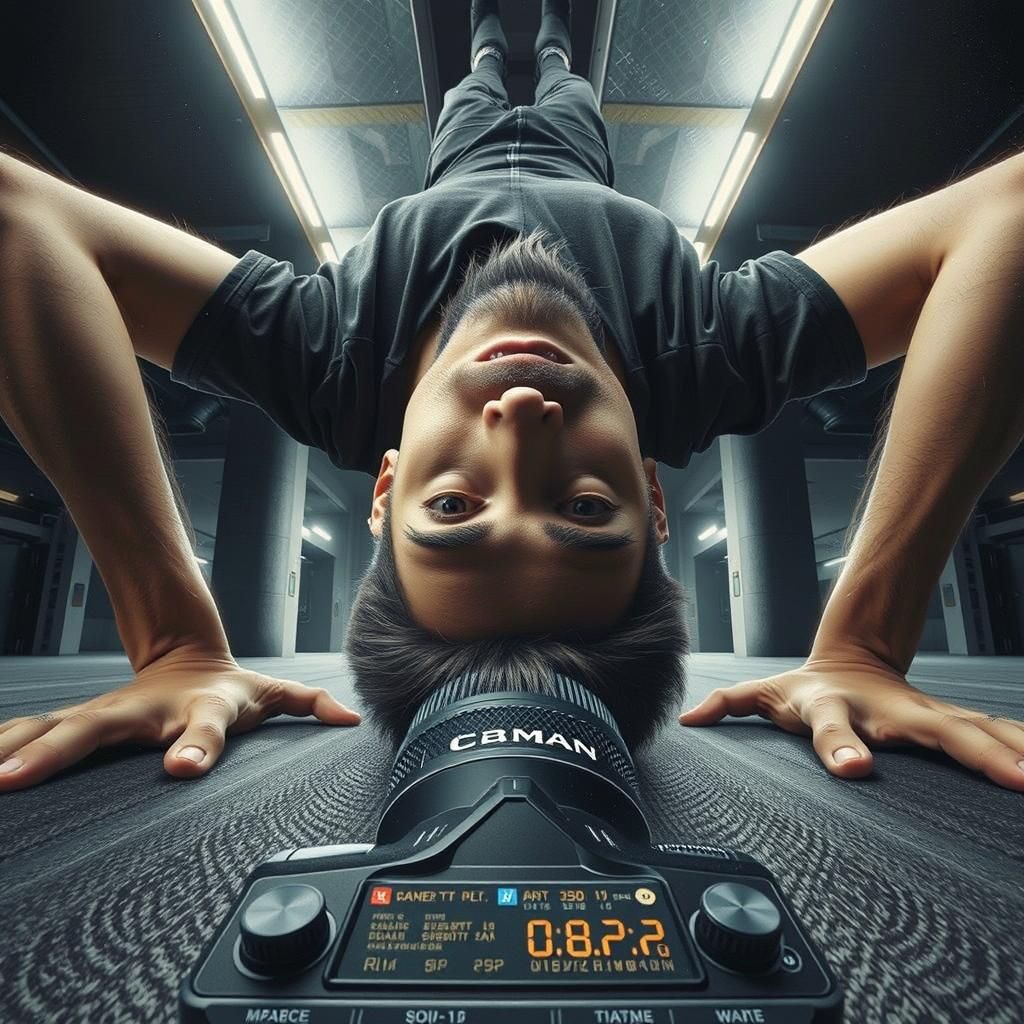 Man Doing Handstand: Photorealistic Upside-Down View
