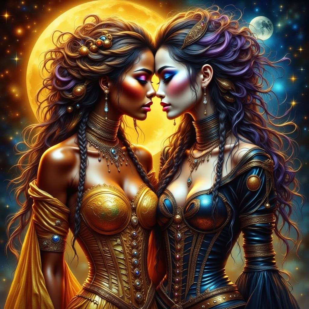 Sun and Moon: Ethereal Goddesses in 3D Letters