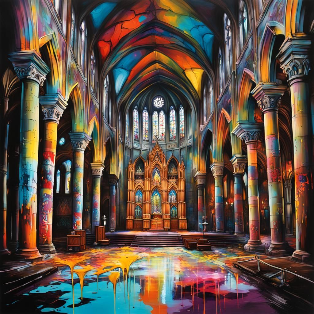 Notre-Dame Basilica Montreal in Graffiti Art Style