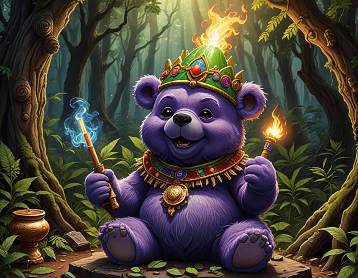 Vibrant Purple Bear Celebrates Unity and Free Spirit