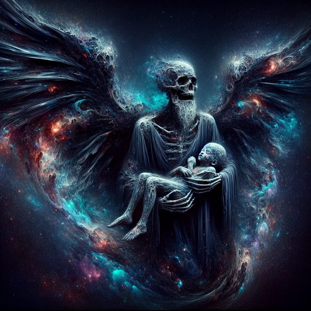 Cosmic Death: A Surreal Stardust Deity