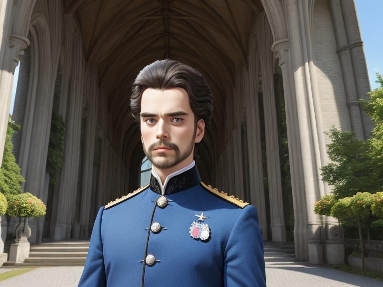 King Ludwig II Walking Through Munich Hofgarten