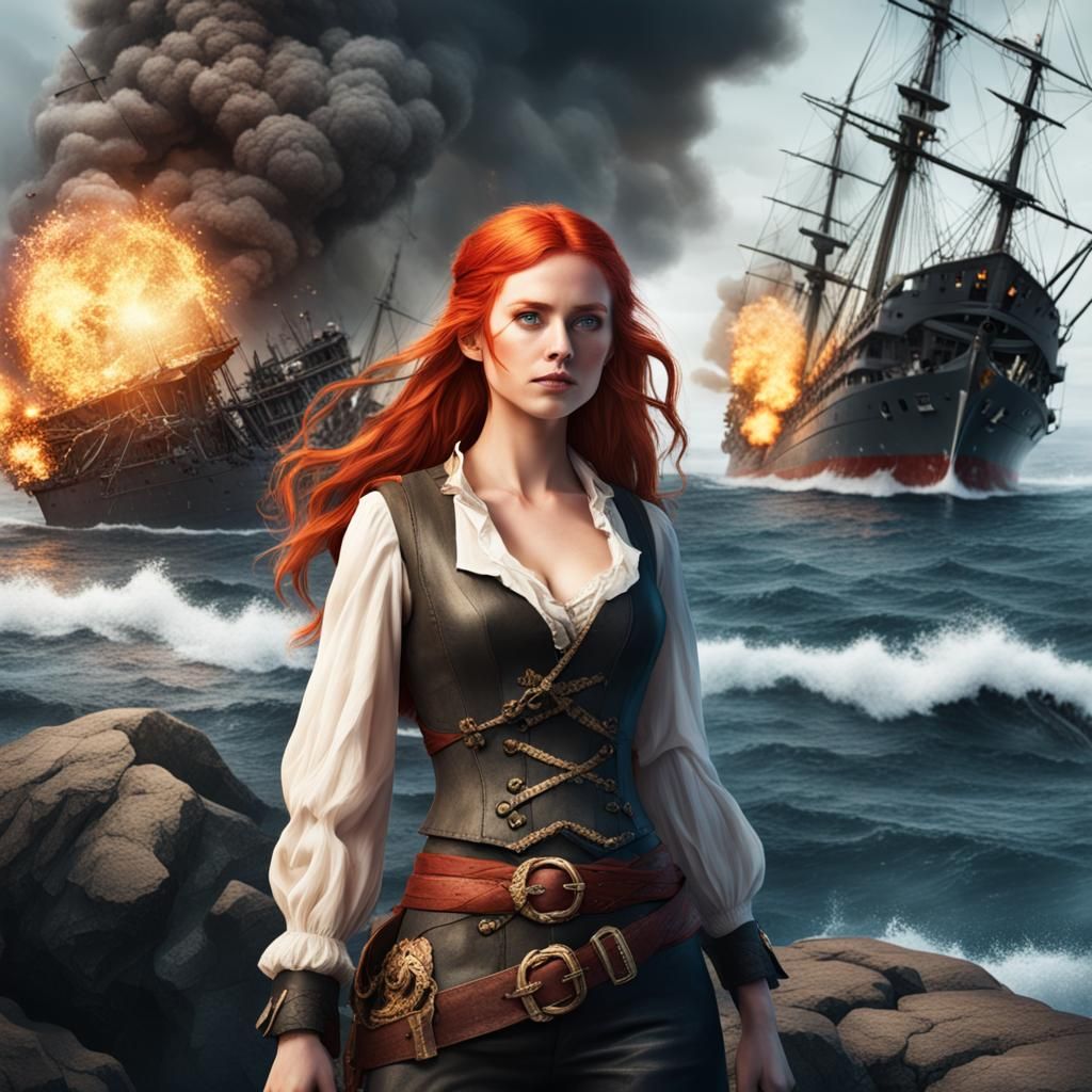 Red-Haired Pirate Girl with True Love