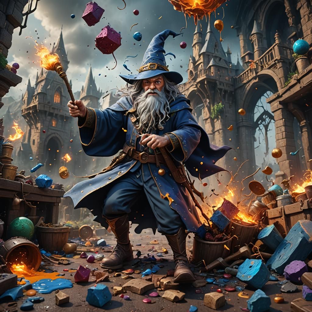 Fantastical Wizard Creates a Mess: Detailed Matte Painting