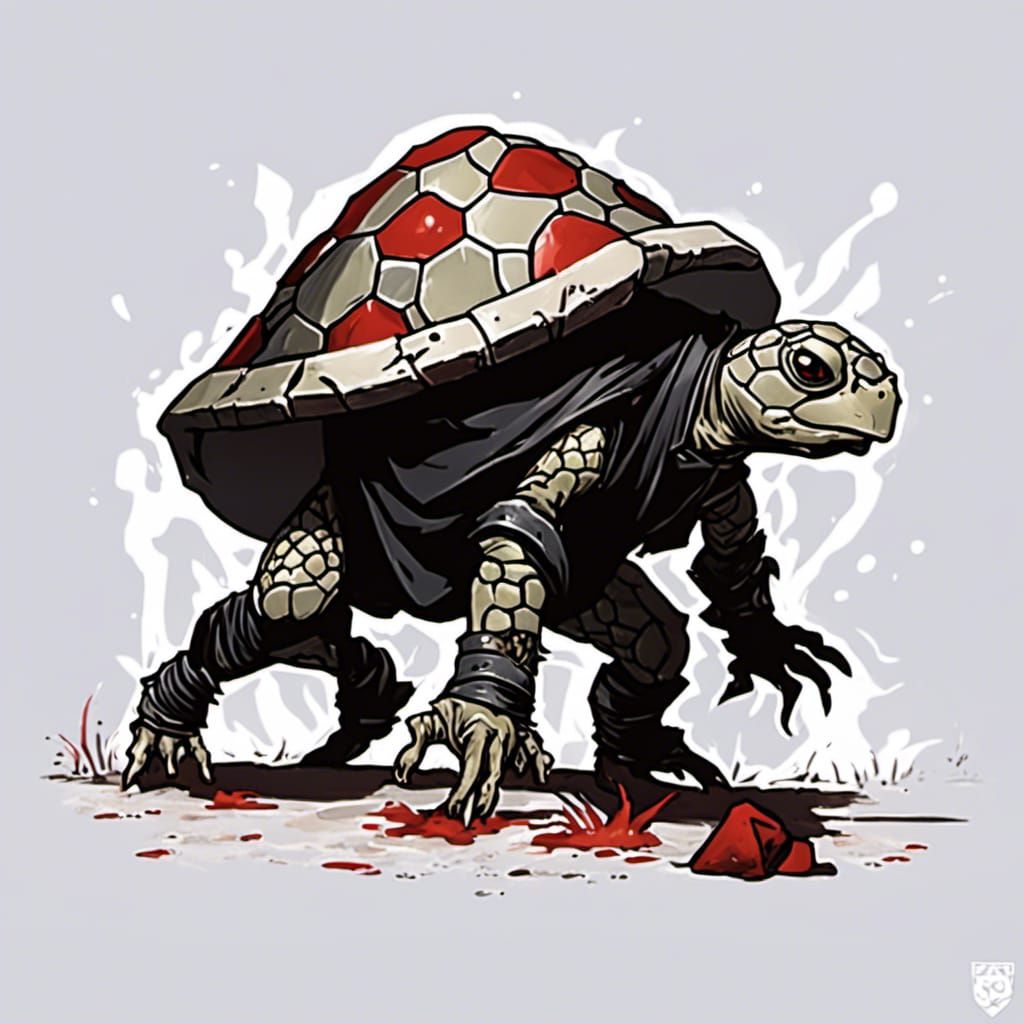 Tortle Paladin with Warhammer in Dark Fantasy Style