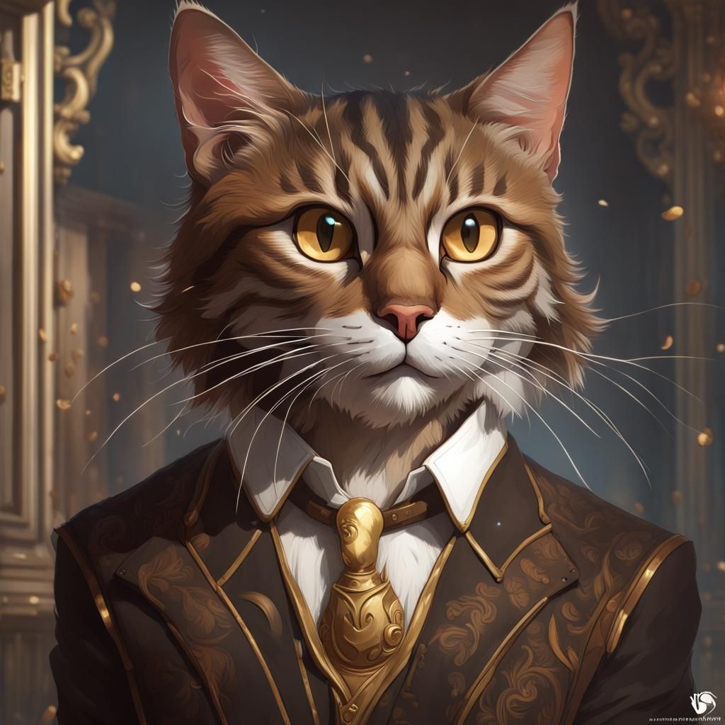 Detailed Portrait of a Brown Tabby Wildcat