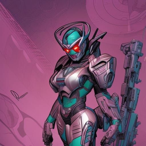 Arcee in Comic Book Art Style