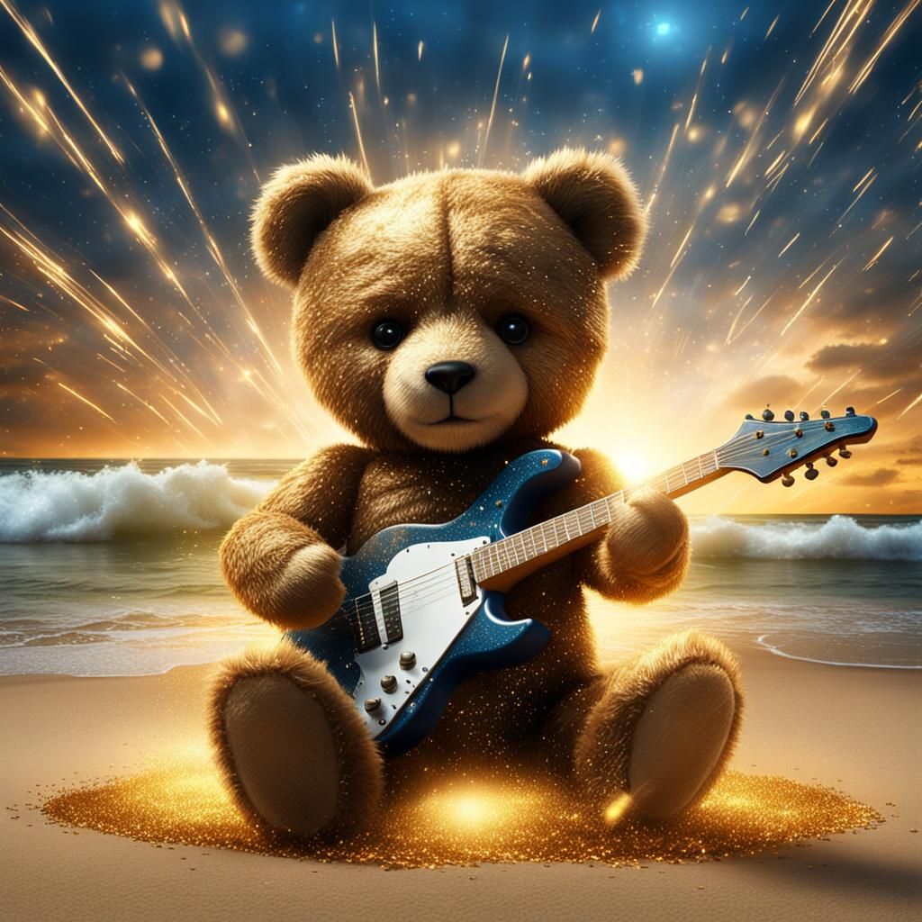 Teddy Bear Rocks Beach in Heavy Metal Storm
