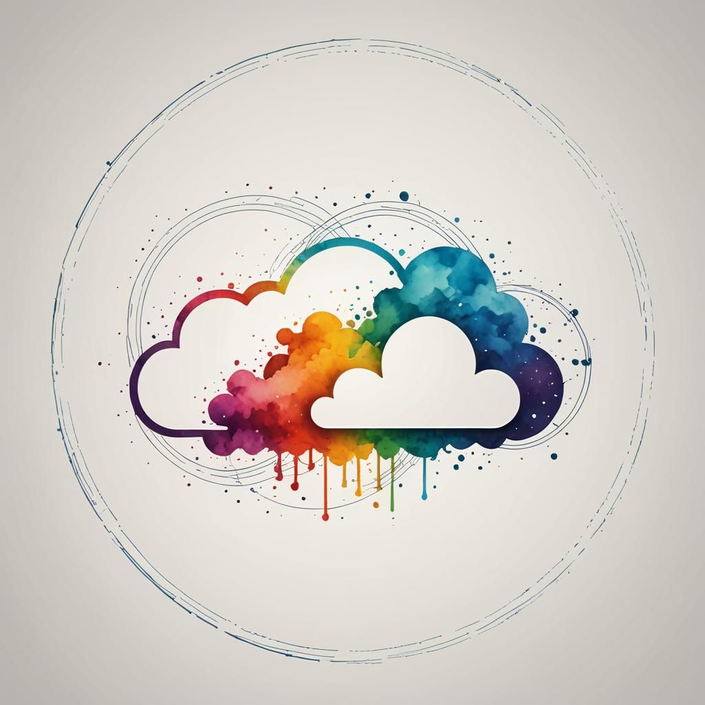 Minimalist Electronic Cloud Logo in Colored Ink