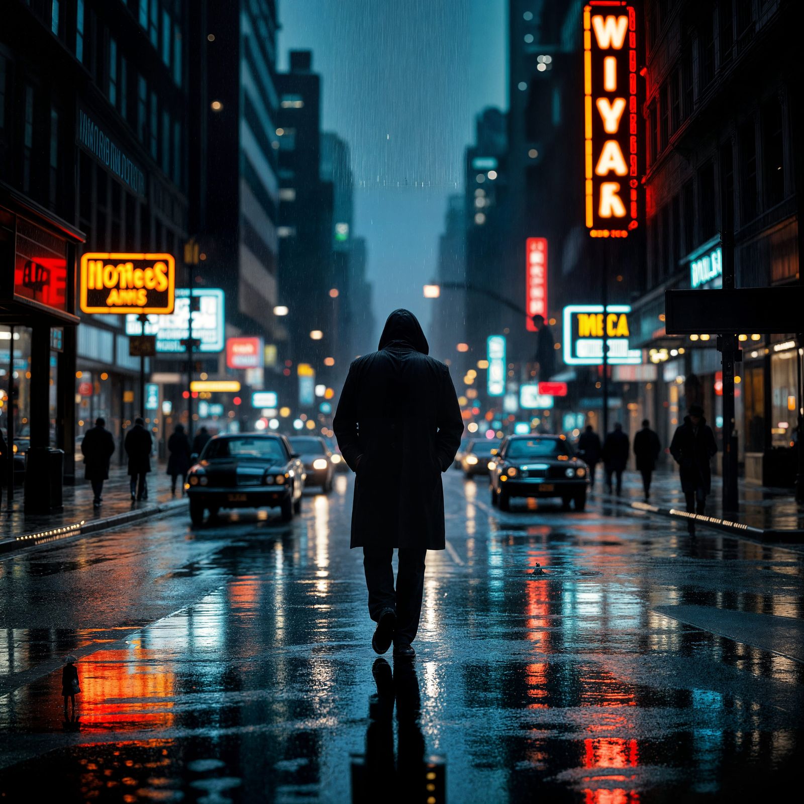 Rainy Night in 1970s New York: Cinematic Street Scene