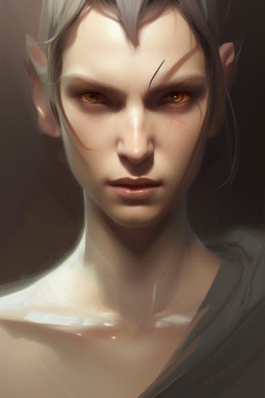 Elven Ranger Portrait in Hyperdetailed Concept Art