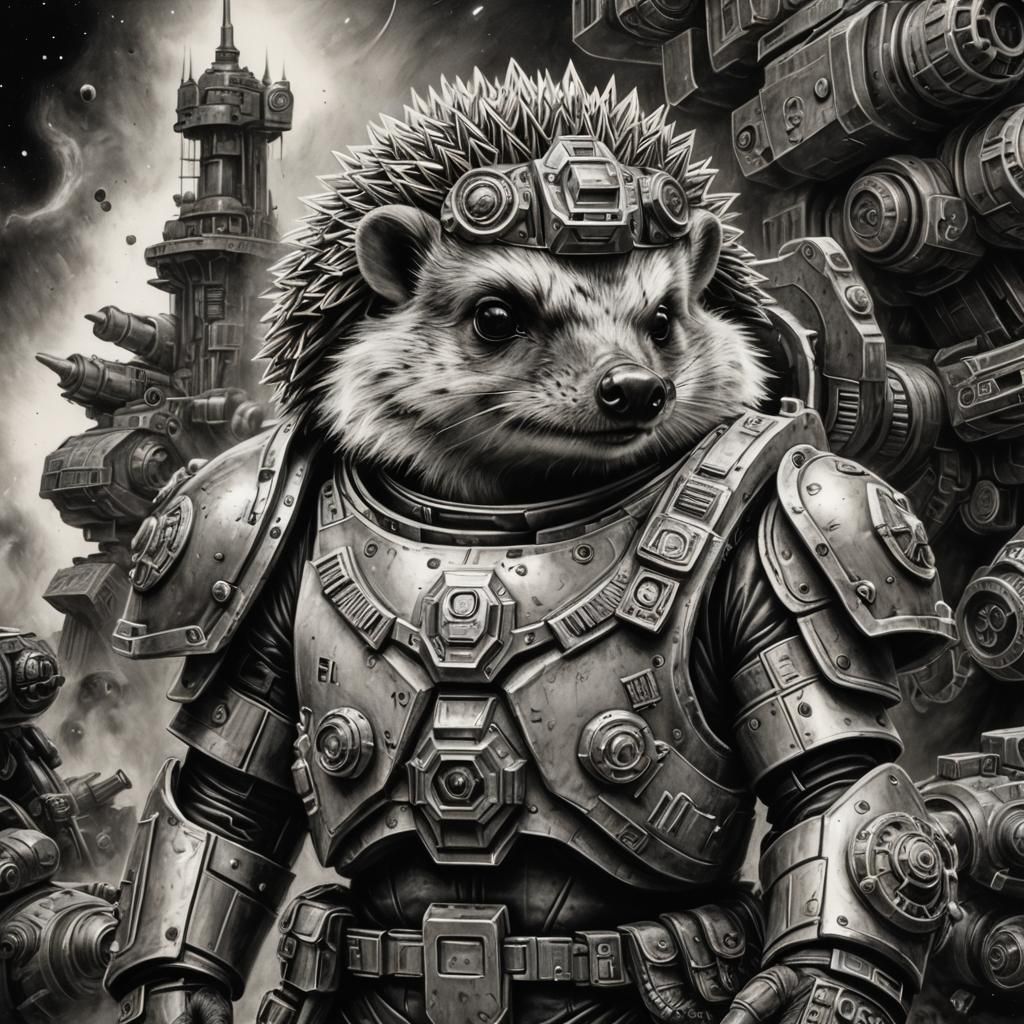Hyperdetailed Charcoal Hedgehog Space Marine
