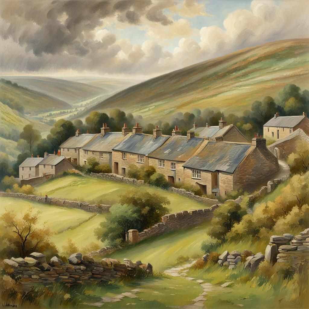 Welsh Valley Landscape in Impressionist Style