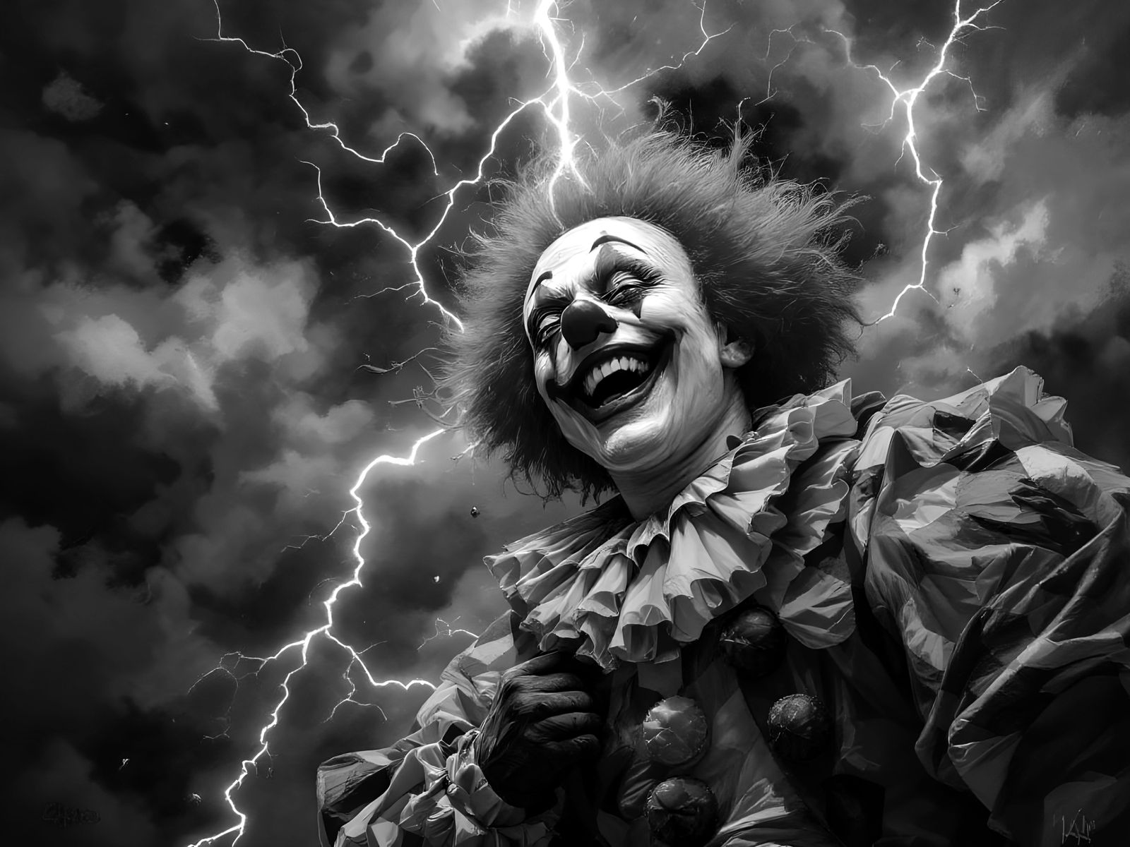 Clown Struck by Lightning in Classical Style