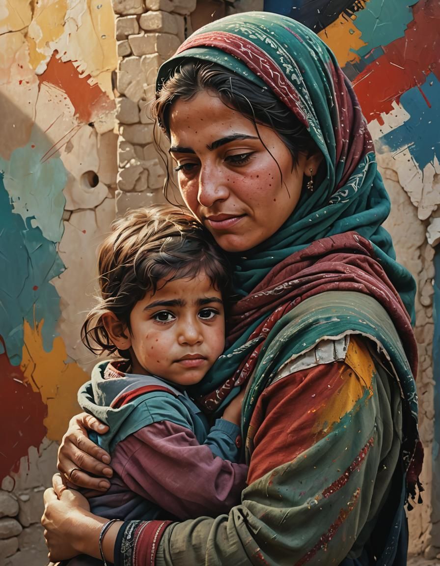 Touching Portrait of Mother and Child: Hyperrealistic Art