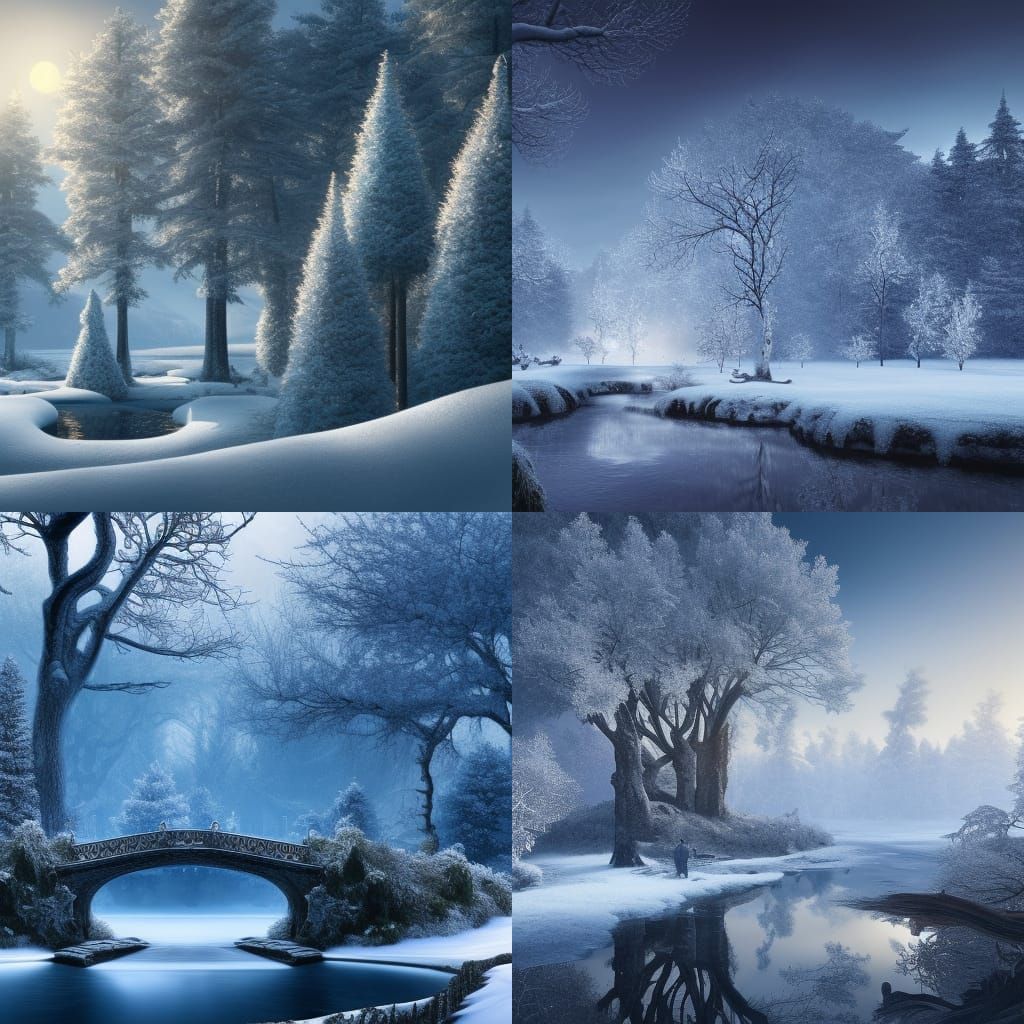 Elaborate Fortress in a Winter Forest Landscape