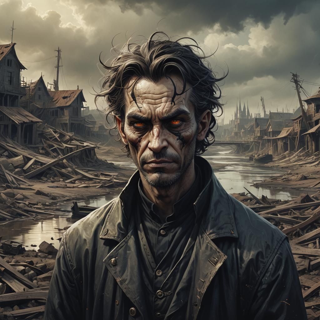 Evil Ferryman Portrait in Dark Academia Style