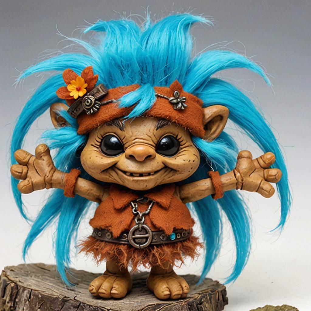 Cute Fantasy Troll-Smurf Fusion: Lucky Primitive Character