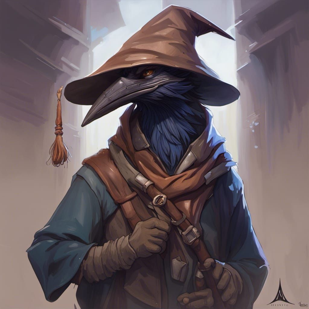 Detailed Kenku Mailman Portrait in Digital Art Style