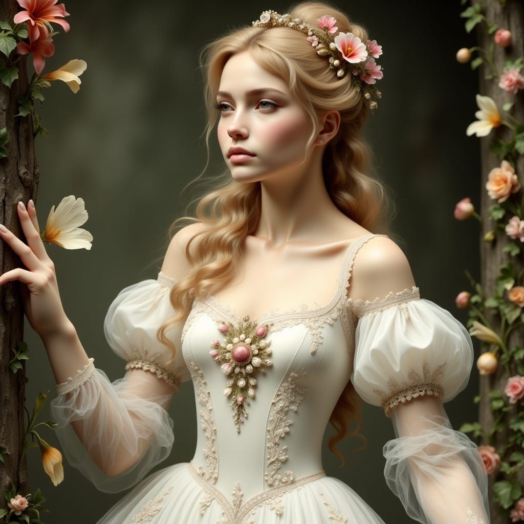 Princess Pamina in Flowering Garden, Renaissance Style