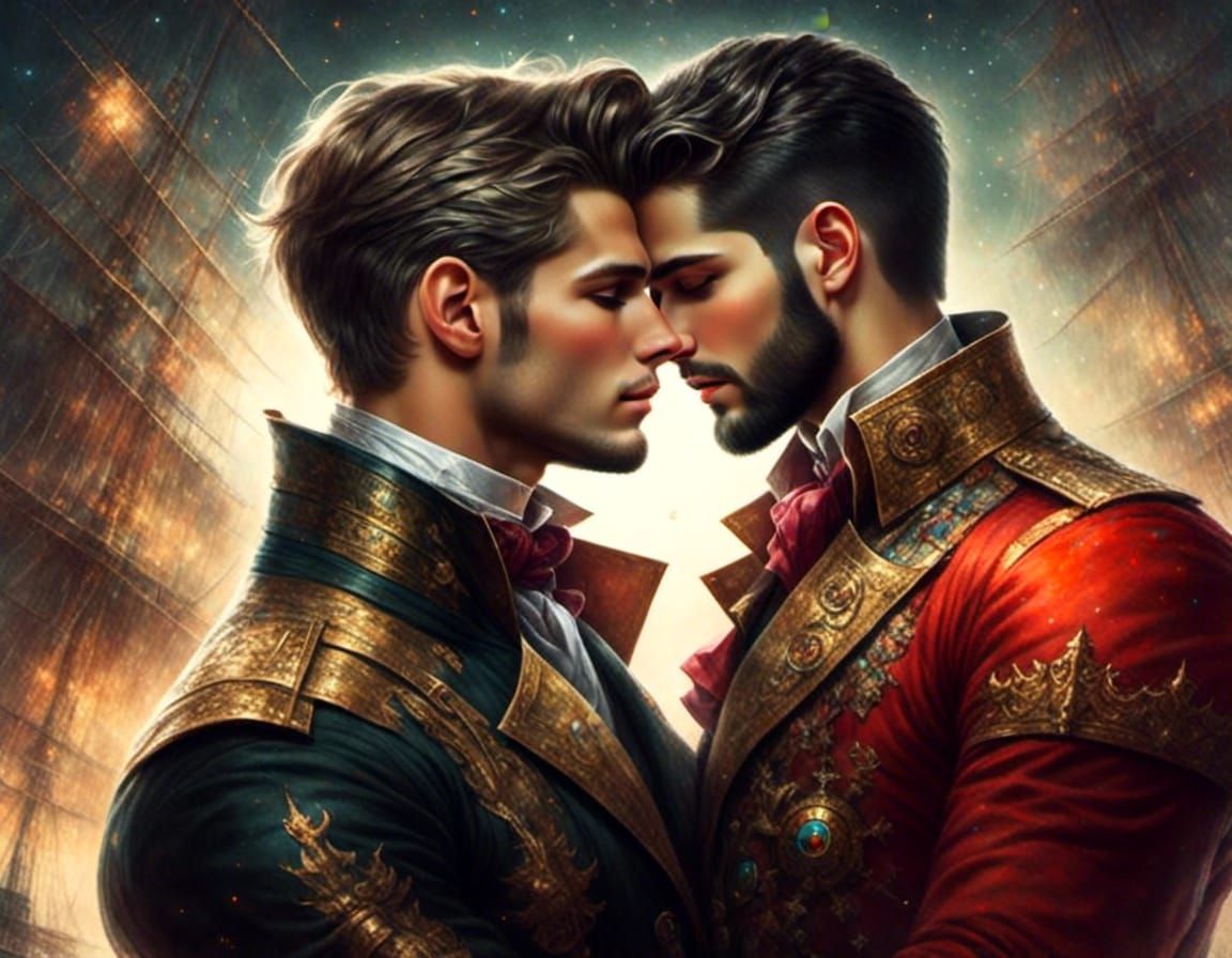 Face to face - magical male couple