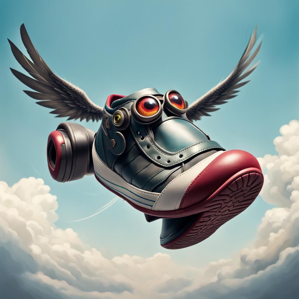 Surreal Flying Shoe with Insect Features