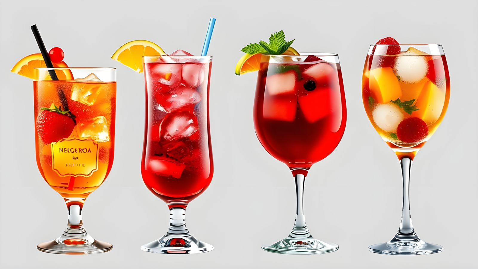 Negroni, Aperol Spritz, Gin Tonic, Red White Sangria cocktai...