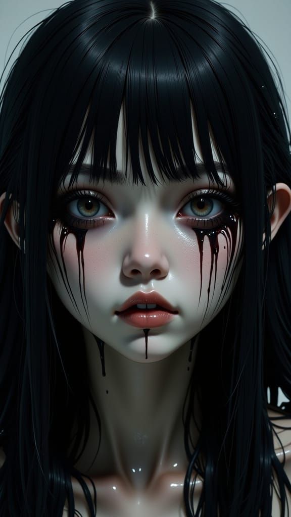 Sadako's Eerie Face in Extreme Close-Up