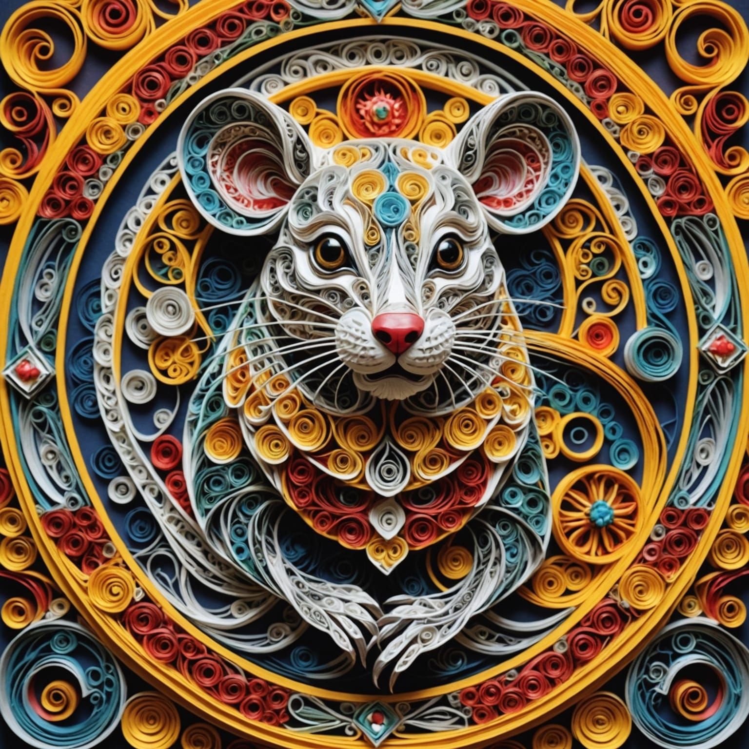 Majestic Rat God in Quilling Style