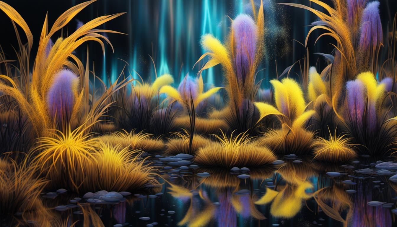 Holographic Black Lilies in Cyberpunk Style