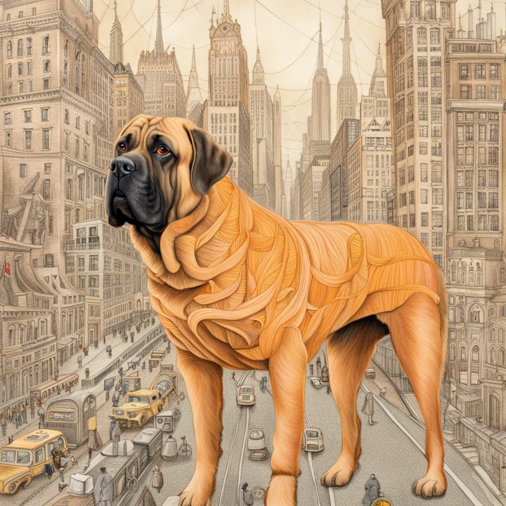 English Mastiff Travels Surreal NYC Map