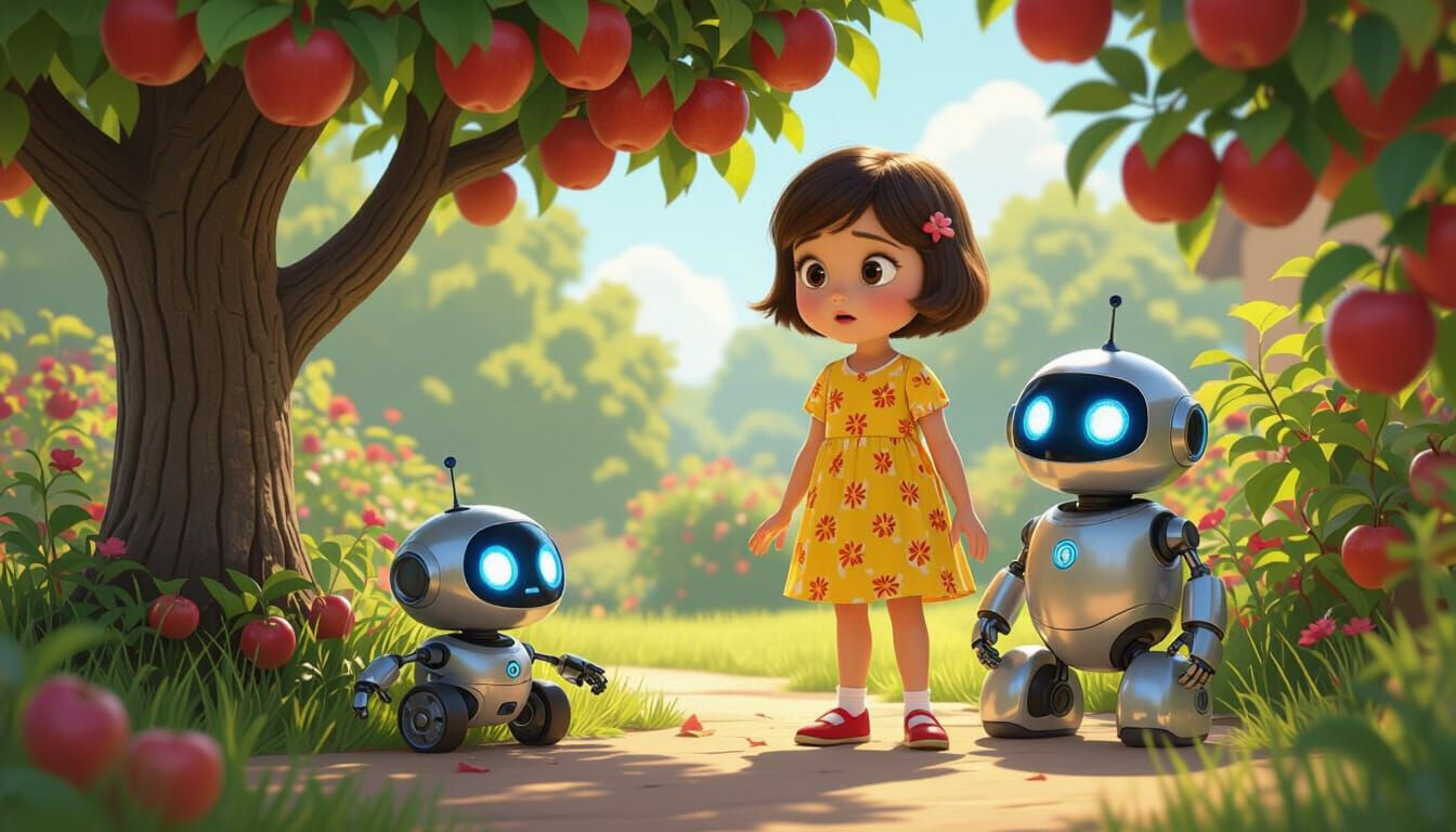 Najma and Ziko in a Pixar-Style Garden