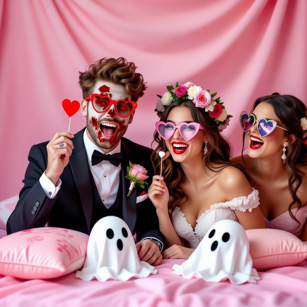 Romantic Zombie Prom Photo Booth with Silly Props