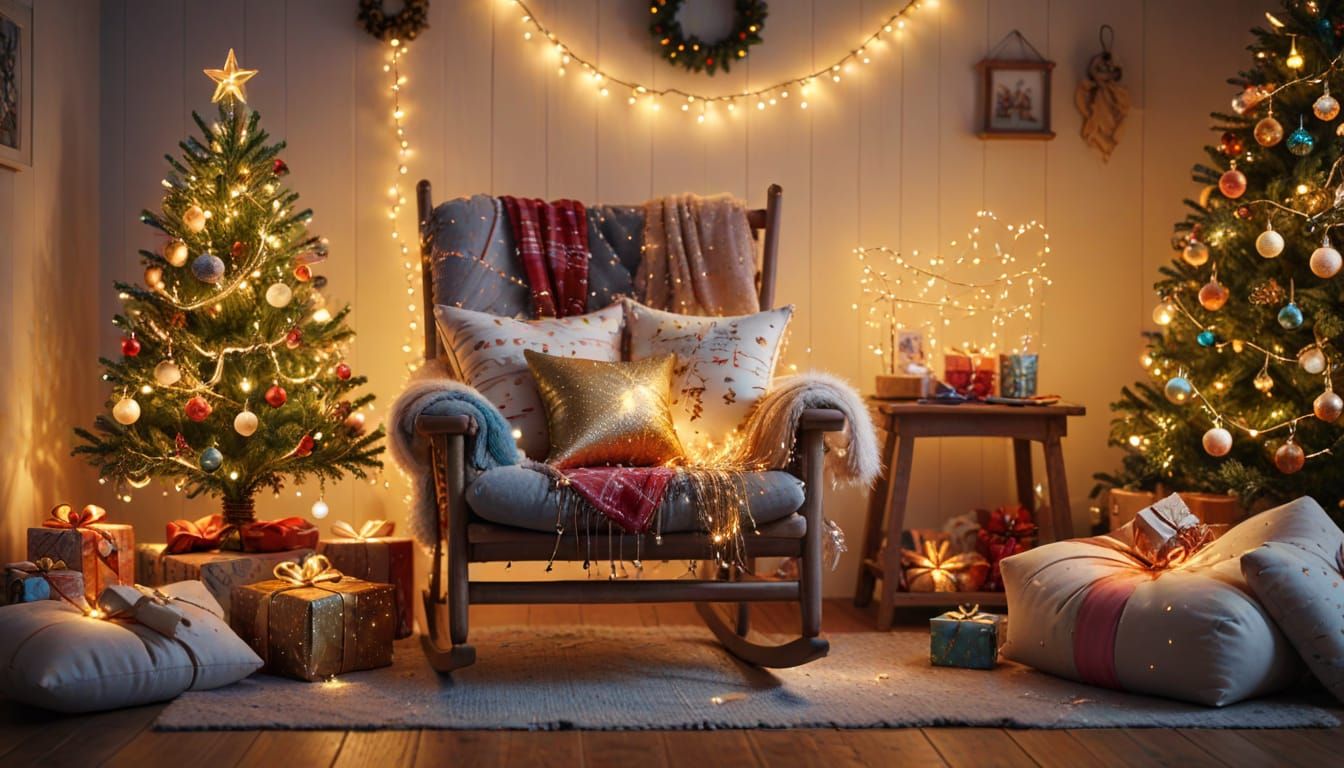 Festive Christmas Rocking Chair in Whimsical Style