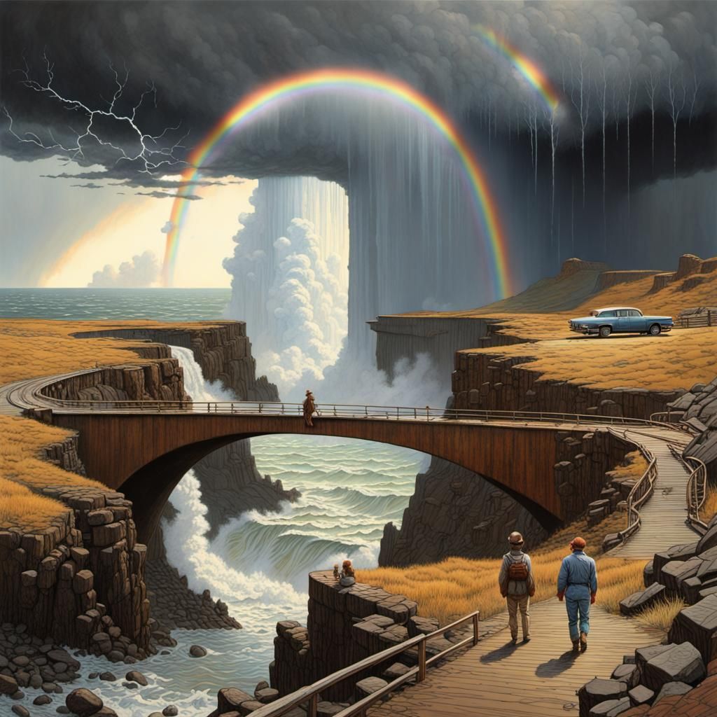 Dystopian Rainbow Over Post-Apocalyptic Wasteland