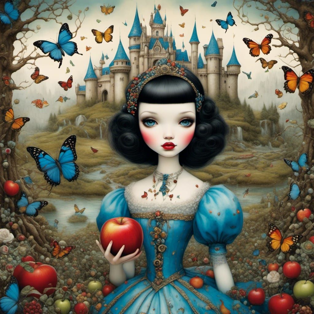 Snow White Blythe Doll with Apple and Castle