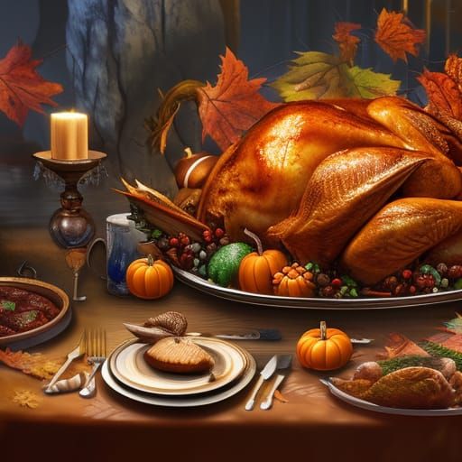 Detailed Thanksgiving Dinner: Fantasy Concept Art