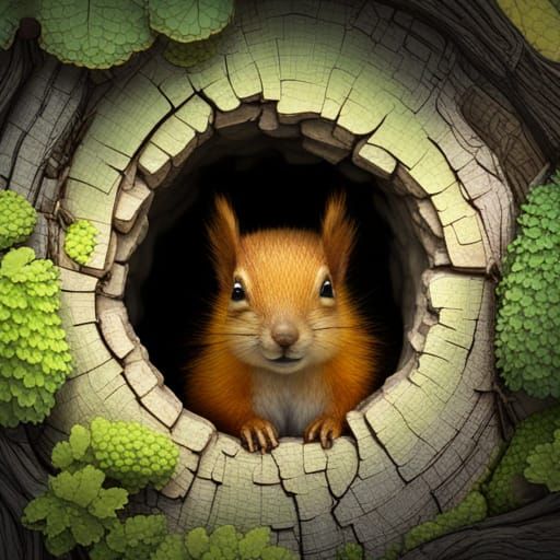 Cute Kawaii Squirrel Napping: 3D Render