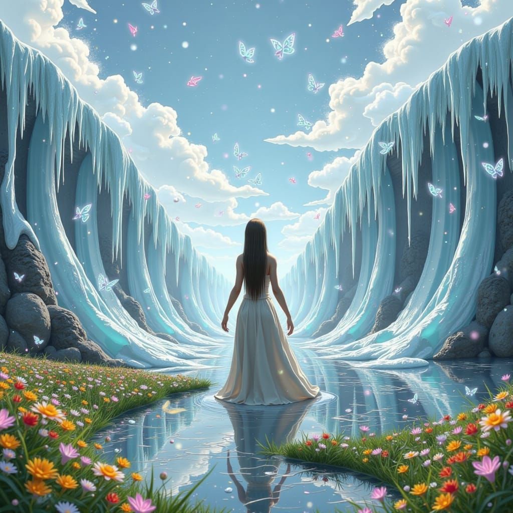 Colliding Worlds: Ice Meets Vibrant Nature