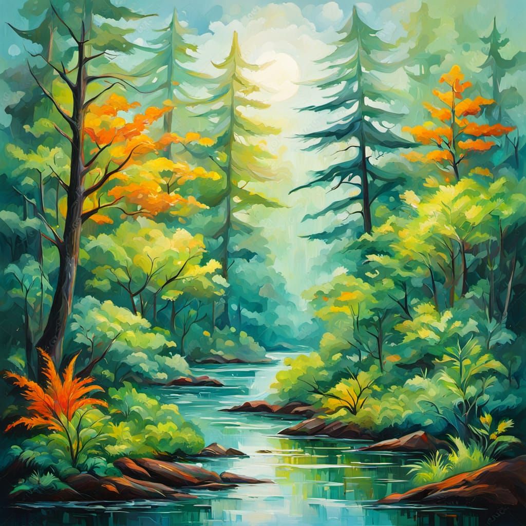 Vibrant Oil Painting of Earth's Wildlife