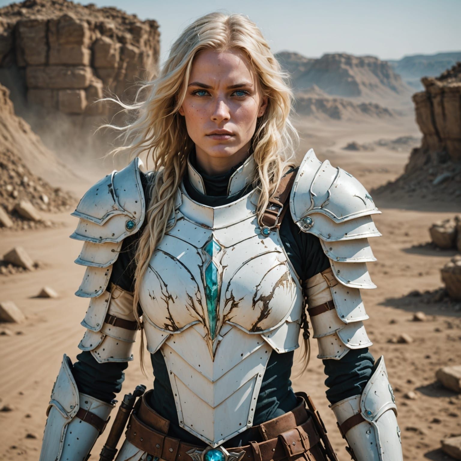 Female Paladin in Wasteland