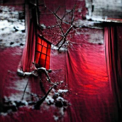Crimson Broken Window: Winter's Glimpse