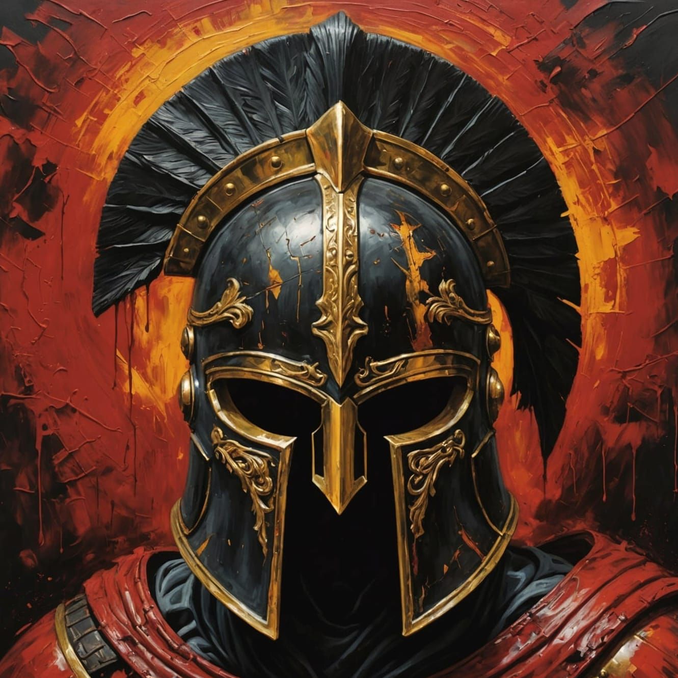 a Spartan Warrior Helmet Painting