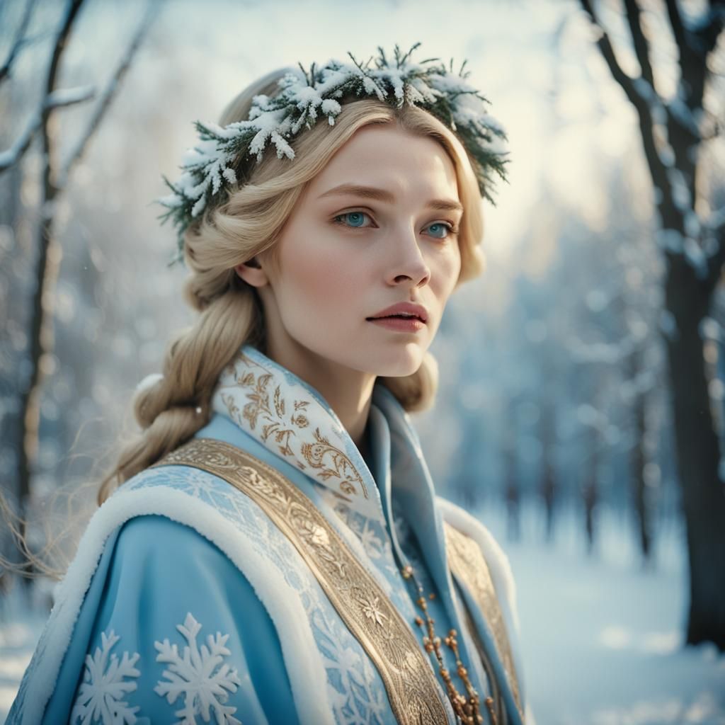 Russian Blonde Model in Winter Wonderland