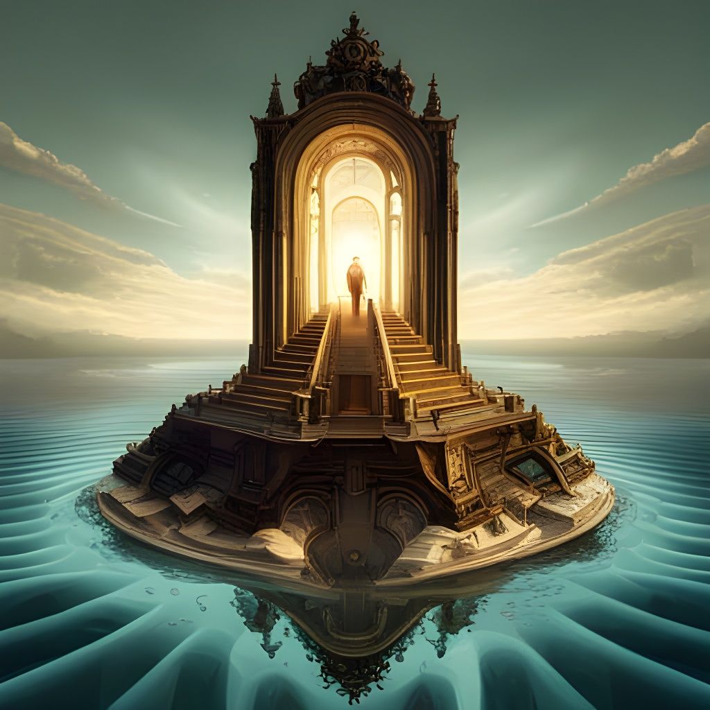 Time Travel Mechanism Reflected: Surreal Oil Painting