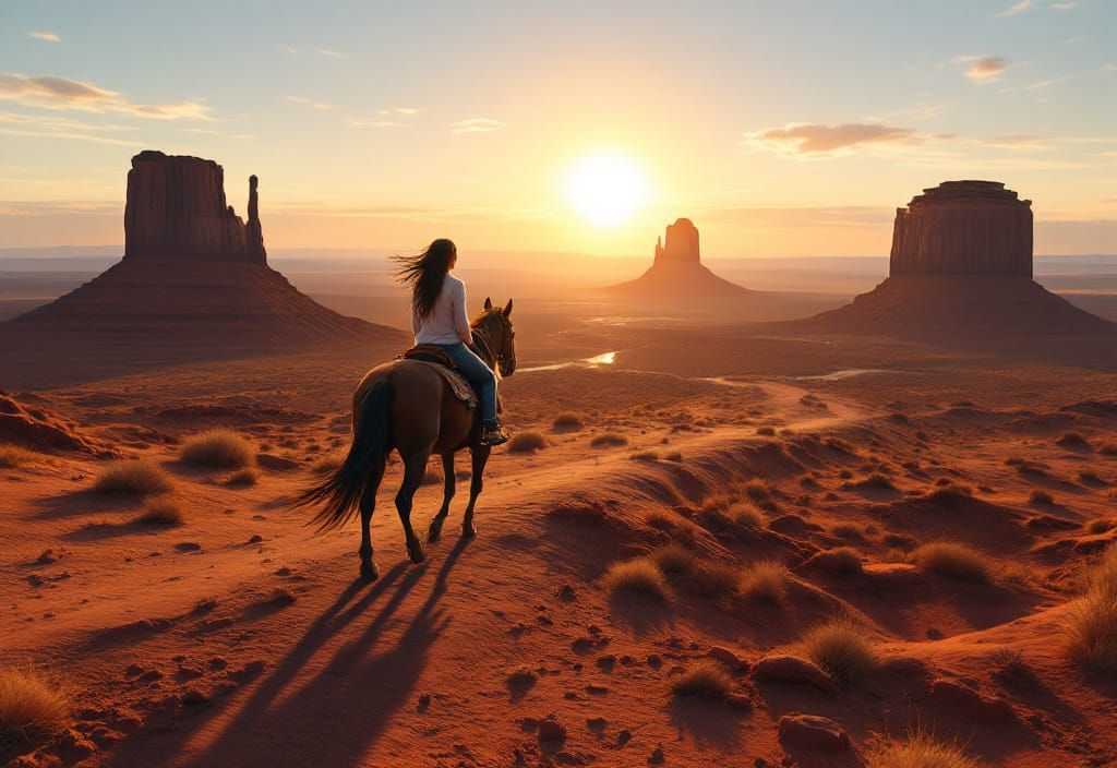 Monument Valley Sunrise with Navajo Rider