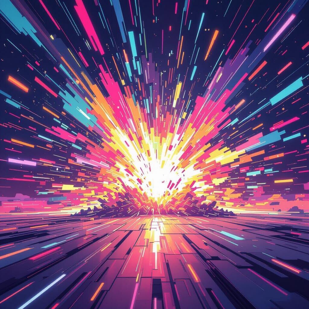 Explosion of Radiant Energy in Digital Art Style