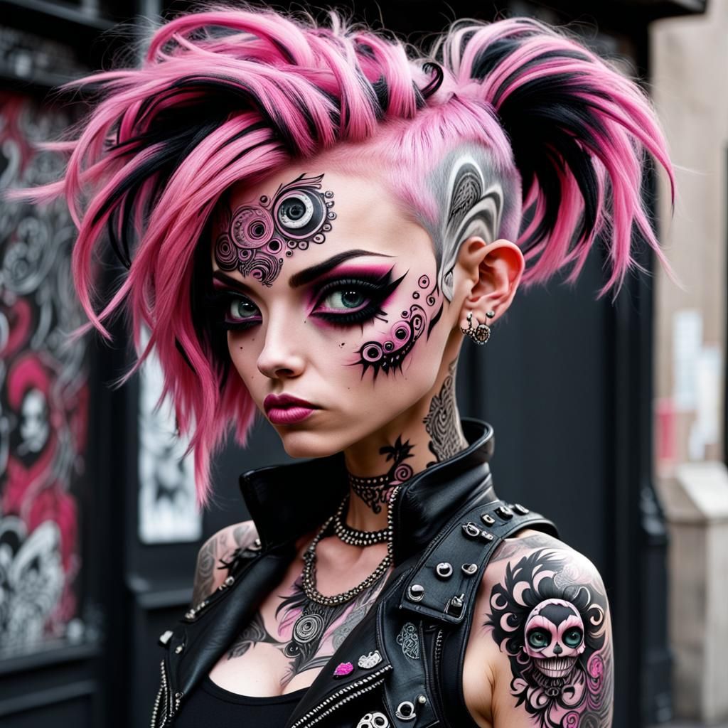 Mischievous Punk Girl Street Art Design