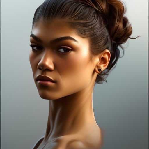 Zendaya Portrait in Hyperdetailed Digital Art Style