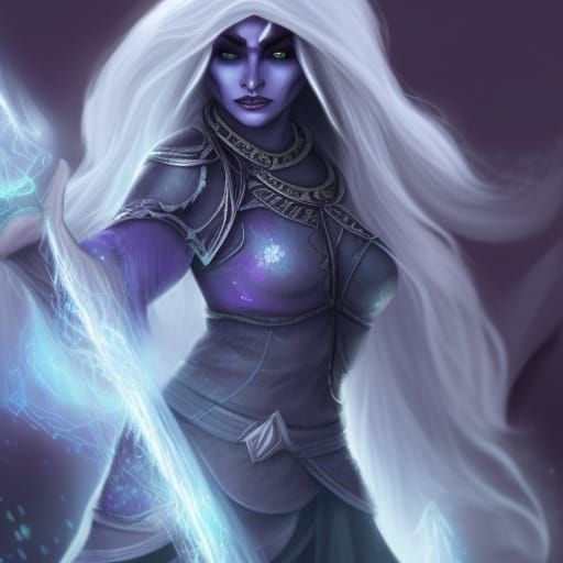 Drow Sorceress in a Dramatic Fantasy Painting